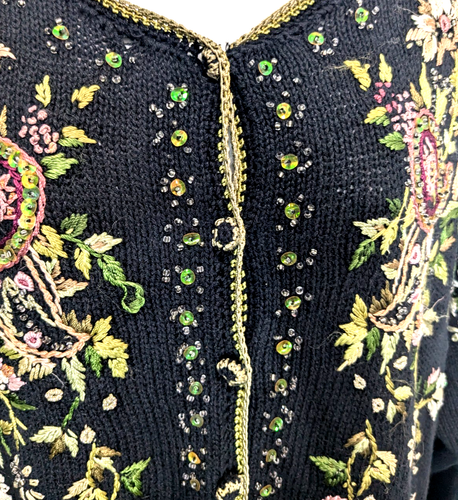 Vintage Y2k 2001 Heirloom Collectibles Cardigan Sweater Large Embroidery Beaded - Picture 7 of 18