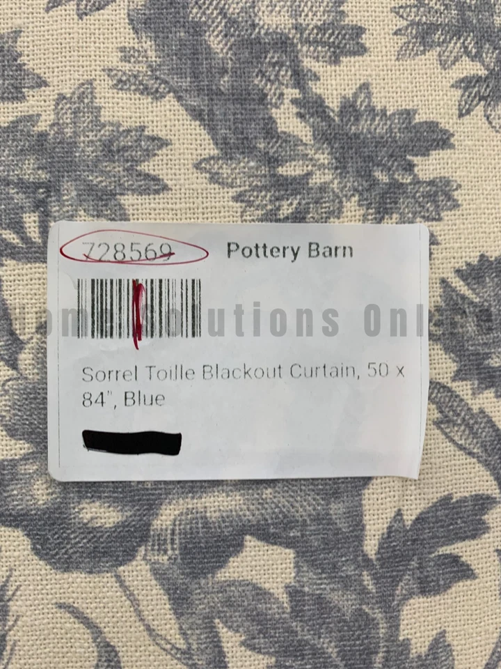 Cortina apagada Pottery Barn Sorrel Toile azul 50" x 84" #Q10Y Foto 2 de 3