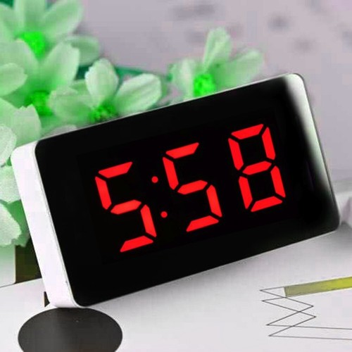 Mini And Portable LED Mirror Clock Time / Calendar / Temperature Alarm Decor - Picture 20 of 31