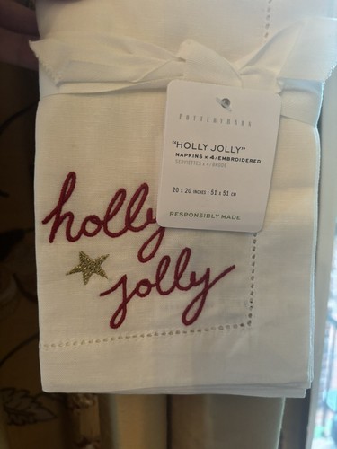 Pottery barn napkin Christmas Holiday SET 4 cloth table dinner Holly gift Disney - Picture 13 of 24