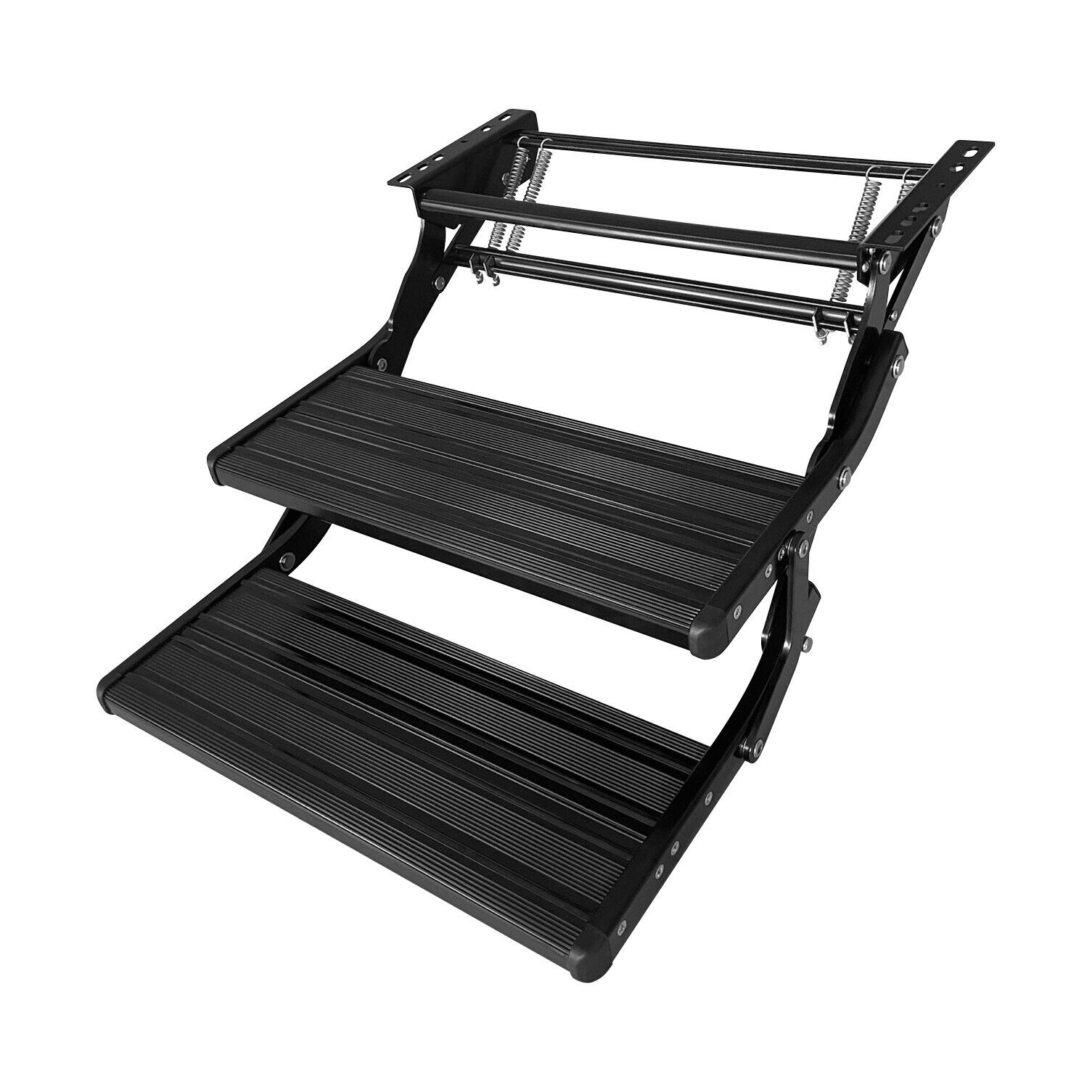BLACK LED LIGHT DOUBLE ALUMINIUM PULL OUT CARAVAN STEP RV ACCESSORIES STEPS - Picture 6 of 13