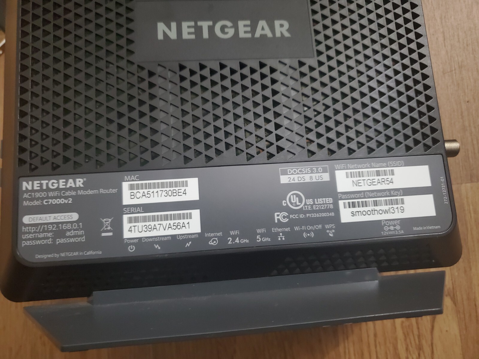 NETGEAR Nighthawk C7000v2 AC1900 WiFi Cable Modem Router NOT FOR COX