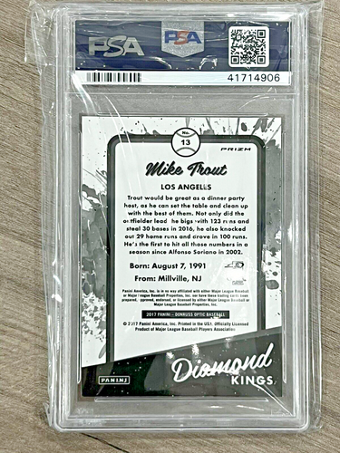 2017 Donruss Optic Pink Prizm Diamond Kings Mike Trout Angels PSA 10 HOLO - Picture 4 of 4