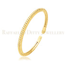 Bangle With Rough Finish Gift for Mom 14k Solid Yellow Gold Bracelet Open Cuff