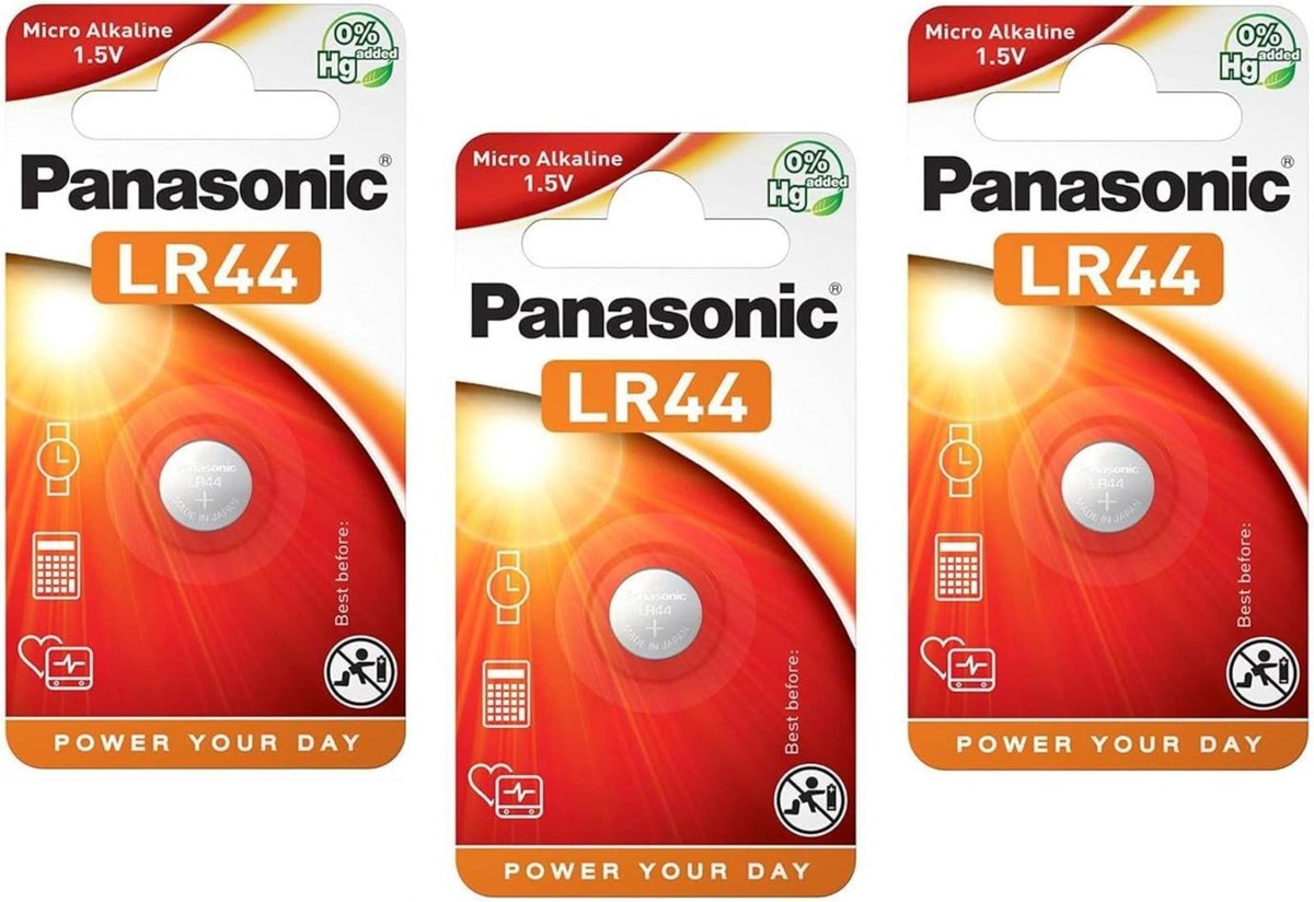3x Panasonic Coin Cells 1.5V 1 Blister LR44 AG13 LR1154