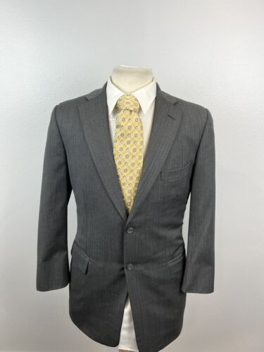 Tom James Bespoke Herren grau Fischgrät Wolle Anzug Größe 40 R Hose 34 x 28 - Bild 3 von 12