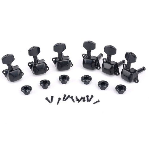 Musiclily Black 6 inline Semi Sealed Guitar Machine Heads Tuning Set Right Hand - Picture 1 of 3