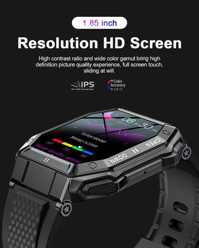 Military Smart Watches Men,5ATM Waterproof Outdoors Sport Fitness Tracker Watch - Zdjęcie 4 z 29