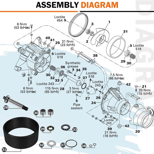 For SeaDoo Jet Pump Rebuild Kit & Impeller Shaft Seal Oil Tool 951 XP GTX RX GTI - Picture 5 of 12