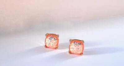 NEW Small Pink Glitter Stud Earrings Pierced Post Back GORGEOUS Nickel Free !!!