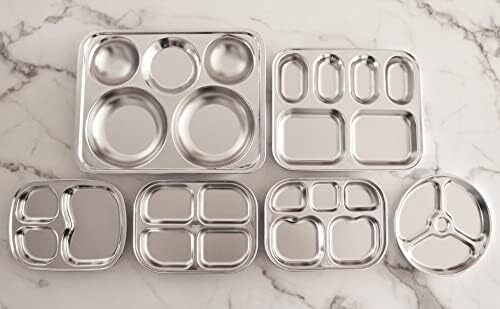 Stainless Steel Divided Plates, Kids Tray, BPA Free, 3 Compartment, Set of 2 - Picture 7 of 9