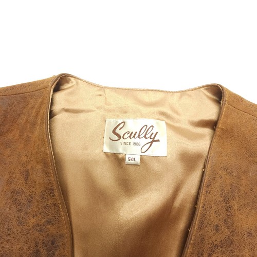 Vintage Scully Leather Waistcoat Vest Mens 54L Brown Satin Lined Western Rodeo - Picture 4 of 12