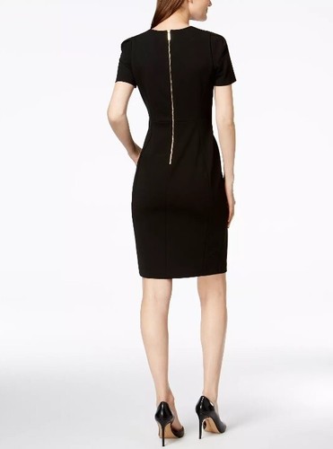 CALVIN KLEIN NEW NWT Size 6 Small Black Seamed Scuba Crepe Sheath Dress $99 - Picture 5 of 5