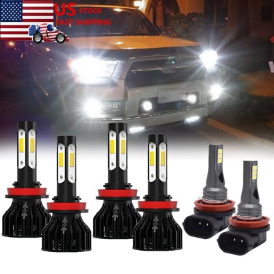 6x 6000K LED Headlight Fog Light Bulbs Upgrade Pkg for 2016-2020 Toyota Tacoma