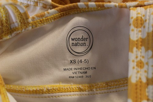 Wonder Nation Girls 1pc Swimsuit Saffron Gold Floral XS (4-5) - Picture 4 of 7