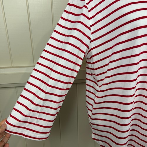 Trenery Top Women's Size XL White Red Stripe 3/4 Sleeve Casual - Picture 4 of 13