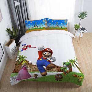 3d Super Mario Bros Game Kids Bedding Set Duvet Cover Pillowcase