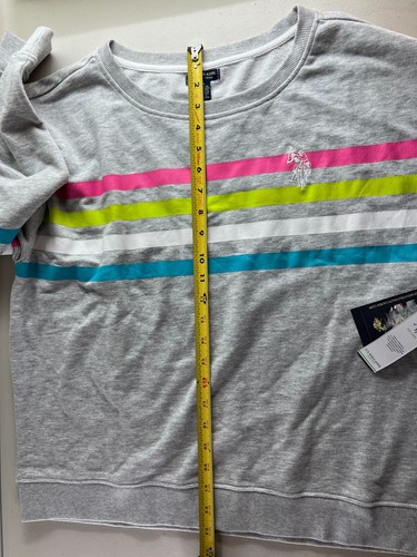 US Polo Assn Women's Grey Striped Sweatshirt - New with Tags (Slight Mark) - Picture 4 of 14