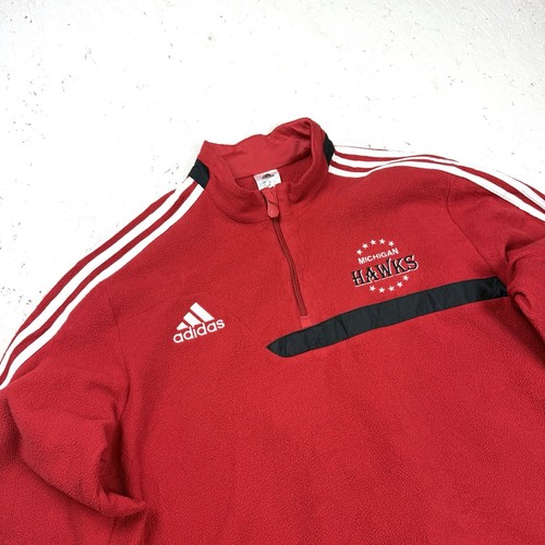 Adidas Quarter Zip Michigan Hawks Fleece Gr. XL Rot USA Pullover Vintage Style  - Bild 2 von 6