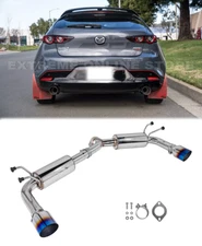 Dual Burnt Tips 4" Muffler Axle Back Exhaust For 19-Up Mazda 3 Hatchback & CX-30
