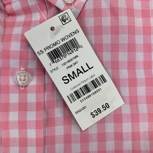 Club Room Mens Gingham Plaid Short Sleeve Button Down Shirt Pink S - Picture 2 of 4