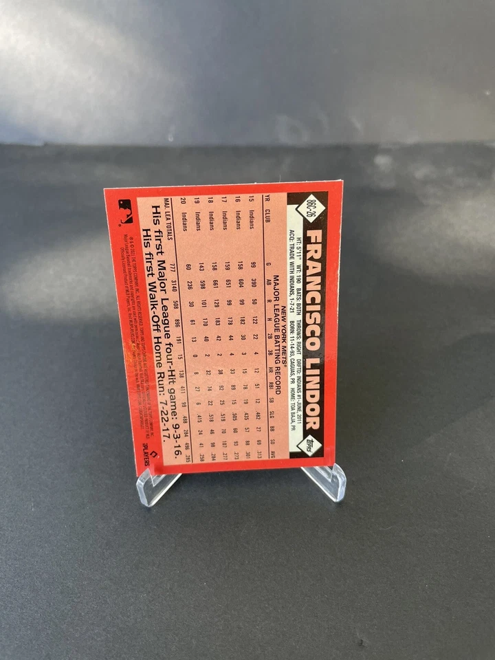 2021 Topps 1986 Topps Chrome Francisco Lindor Silver Pack 86C-26 - Image 2 of 2