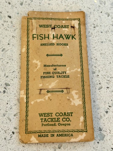 West Coast Fish Hawk Snelled Hooks - Size 8 - Dated 1936 - C.H. Shoff -Fishing - Picture 3 of 4