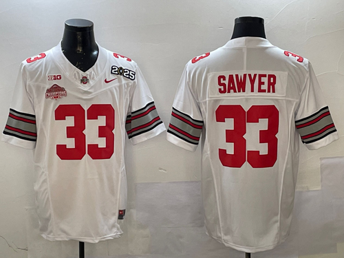 Men's Jack Sawyer White 2025 CFP Final National Champions Patch F.U.S.E. Jersey - Picture 3 of 4