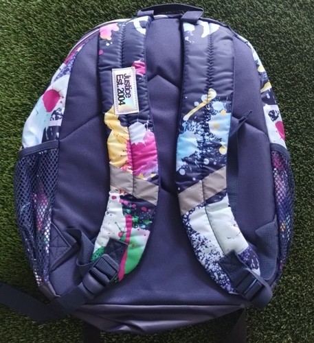 NEU Justice Mädchen 17" Laptop Rucksack irisierend blau mehrfarbig Splatter - Bild 7 von 7