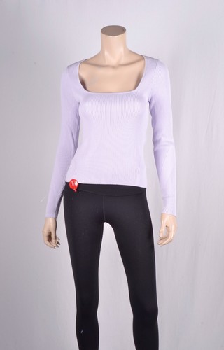 NWT $325 rag & bone Asher Long Sleeve Square Neck Sweater Lavender Slim M - Picture 5 of 7
