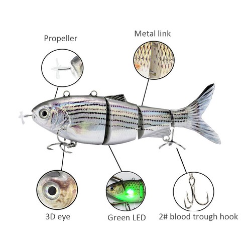 Señuelo de pesca de natación robótico recargable cebo oscilante eléctrico 130 mm 42 g - Imagen 6 de 7