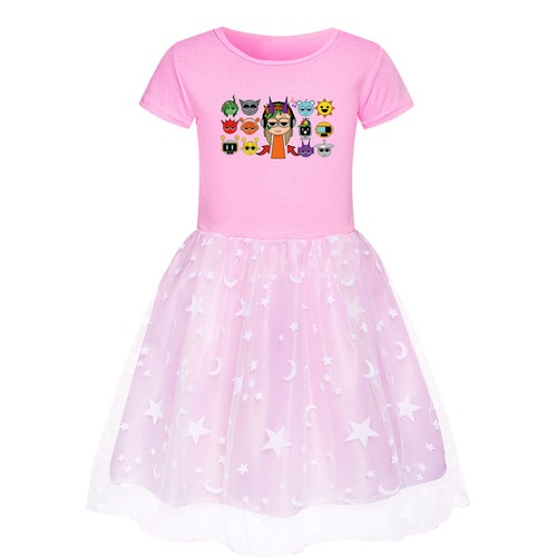 Girls Sprunki Costume Dress Rainbow Stars Tutu Skirts Birthday Party Fancy Dress - Picture 66 of 73