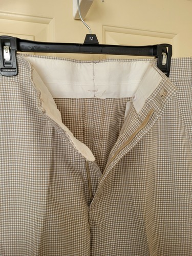 Herren HAGGAR Hose, Anzughose Größe 34W x 30L hellbraun kariert EUC USA Maschinenwäsche - Bild 8 von 8