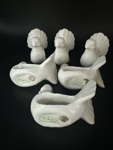 Stafford White Bird Napkin Ring Holders (6) Porcelain - Picture 4 of 7