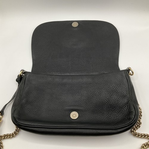 Gucci Soho GG Black Leather Chain Crossbody Handbag Purse - Picture 7 of 21