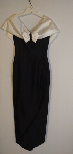 Vintage 1980s black and white long tuxedo dress size 4