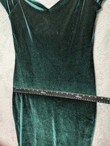 Green velvet dress Size 10 bardot sweetheart off shoulder dark romance pinup - Picture 8 of 12