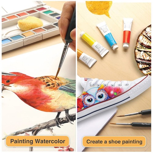 ARTIST PAINT BRUSH SET PROFESSIONAL ACRYLIC OIL WATERCOLOR CRAFT PAINTING 12 Pcs - Picture 7 of 11
