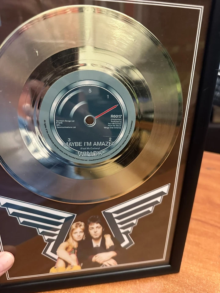 Beatles McCartney Wings gold Record Replica art mirror Maybe Amazed - Image 2 of 3