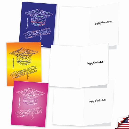 20 Graduation Cards (10 Designs, 2 Each) - Diploma Wordart AM3191GDG-B2x10 - Picture 4 of 6