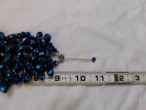 Cobalt Blue Crystal Glass Beaded Statement Necklace and Rhinestone Earrings Set - Picture 6 of 8