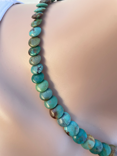 16"-18" Natural Elisa Turquoise Coin Overlay Necklace - Picture 3 of 3