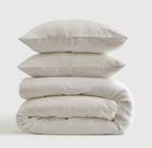 New Quince European Linen Duvet Cover Set White King/Cal King  Two Pillow Shams