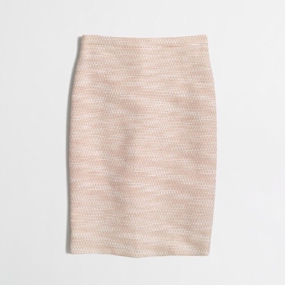 J.Crew Skirt 4 Light Peach Metallic Silver Tweed Fitted Classic Pencil