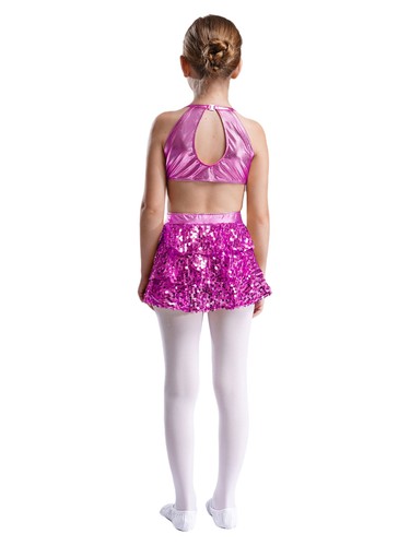 Girls Sundress Ballerina Skirt Shiny Dress Cutout Dress Up Performance Uniform - Picture 47 of 95