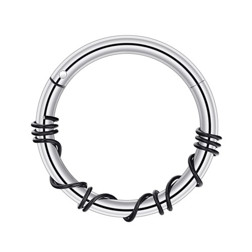 1Pc Nose Ring Surgical Steel Septum Clicker Wire Wrapped Hoop Body Piercing 16G - Picture 5 of 15