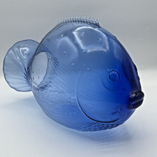 Terrarium Planter Blue Glass Bowl Unique Fish Vase 13" long and 9" tall