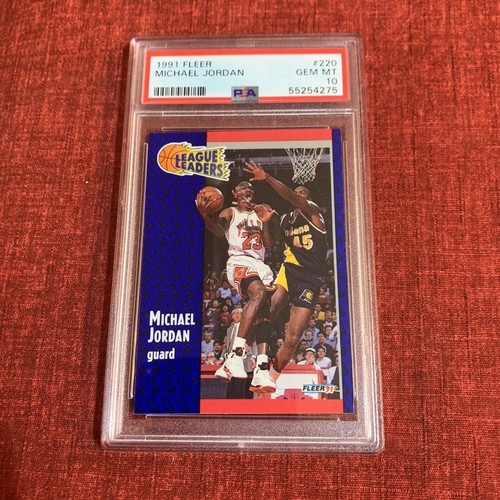 PSA10 Michael Jordan 1991 Fleer #220 League Leaders Chicago Bulls HOF NBA Free s - Bild 11 von 12