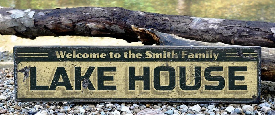 Custom Family Lake House Sign - Rustic Hand Made Vintage Wooden - Image 2 of 2