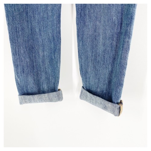 GAP Denim Latzhose Mädchen Gr. S distressed Rollbündchen Saum Latz aufgesetzte Tasche indigo - Bild 6 von 9